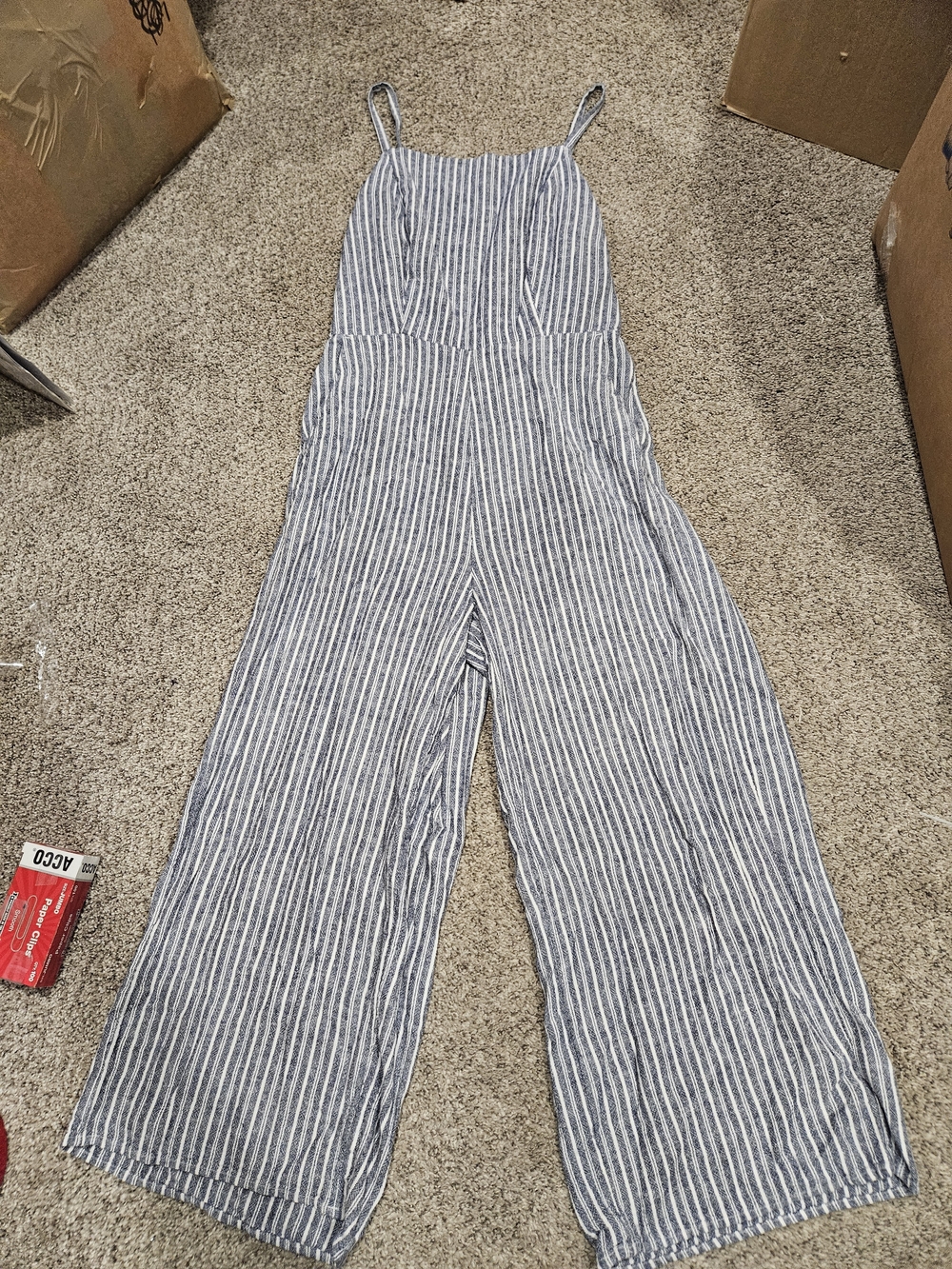 Old Navy Blue and White Striped Wide-Leg Jumpsuit - Picture 6 of 6